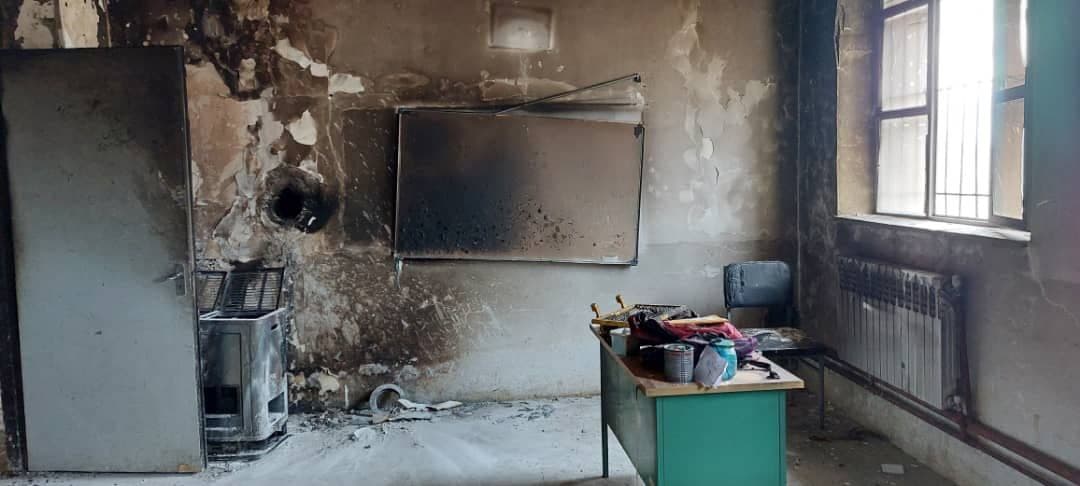 جزئیات آتش گرفتن بخاری مدرسه در یکی از روستاهای کرمانشاه