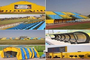 ترک بر دیواره ورودی استادیوم تختی آبادان
